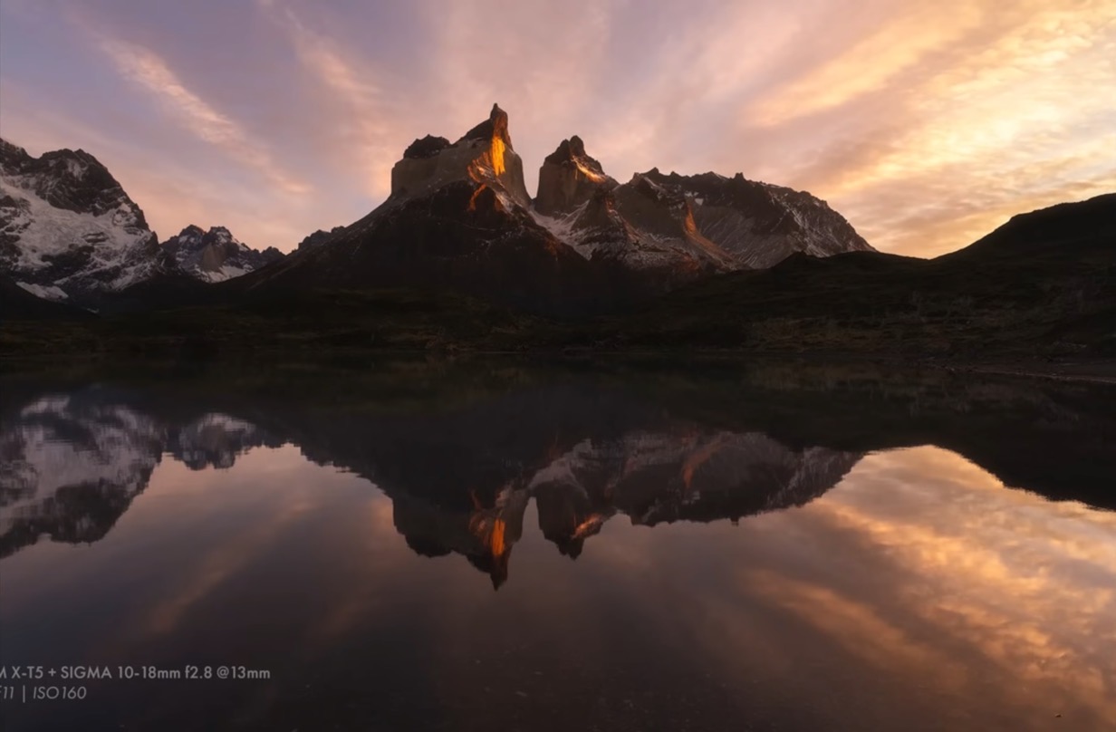 Beach Near Mirador Cuernos Torres Del Paine National Park Magallanes Chile with Reflection